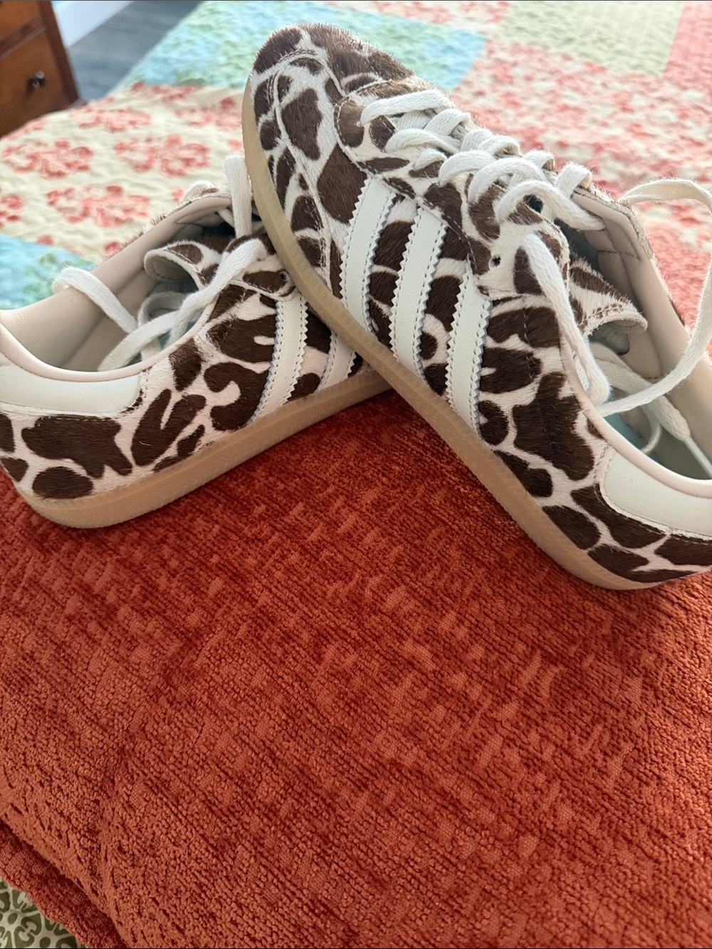 adidas Women’s Brown and White Animal Print Sneakers